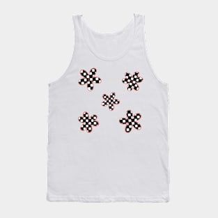 Abstract Checkerboard Flowers - Peachy Pink Tank Top